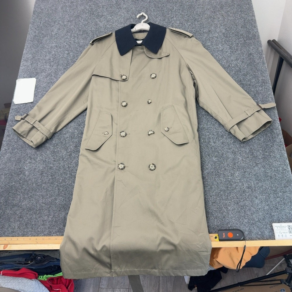 Vintage Chaps Ralph Lauren Trench Coat Mens Tan Cotton Double Breasted Classic